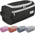 emissary Hanging Travel Toiletry Bag for Men, Dopp Kit - Black | Built-in hook, waterproof wipe-clean lining, clear & mesh pockets; men's travel toiletry organizer, folds flat - color: Black