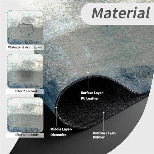 Kitchen Sink Splash Guard，Blue ocean Faucet Mat Sink Gadgets-Super Absorbent Fast Drying Mat Drip Catcher for Kitchen, Bathroom,Sink Mat, Dish Drying Mat, Bathroom(15" X 5.5" ) - color: Blue ocean