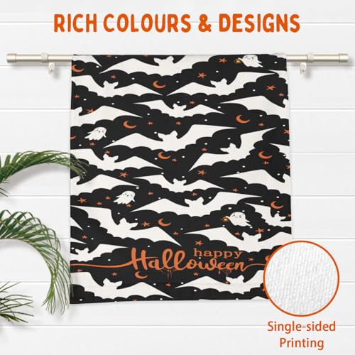 Happy Halloween Hand Towels for Bathroom 14.4 x 28.3 Inch Cute Ghost Bath Towel Set of 2 Halloween Bat Hand Towel Holiday Kitchen Towels for Bathroom Hotel Gym Spa Decor - color: Ghost Bat