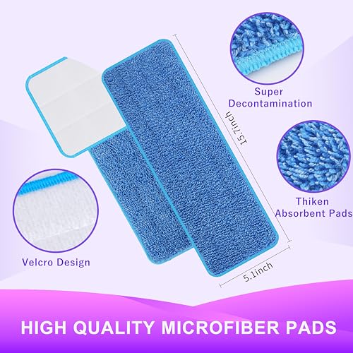 Reusable Power Mop Refill Pads for Swiffer Power Mop Starter Kit - Swifter Powermop Pads Refills - Multi-Surface & Wood Mopping Pad Refill for Floor Cleaning - Washable Microfiber Pad, 4 Pack - color: 4 Pack (Blue)