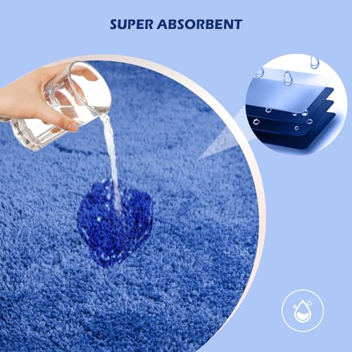 Bathroom Rugs Sets 3 Piece with Adjustable Toilet Seat Cover 17.5"x 15" Machine Washable Bath Rug Set with TPR Non Slip Rubber Backing Solid Bath Mat Set for Luxury Bathroom Decoration - color: Blue