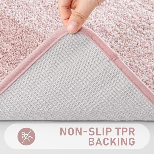 Bsmathom Bathroom Rug Set, 4 Piece, Pink | Microfiber, Non Slip, With Toilet Cover, Washable, Absorbent - color: Pink, size: 18"x26"+20"x31"+U20"x24"+Cover19"x21"