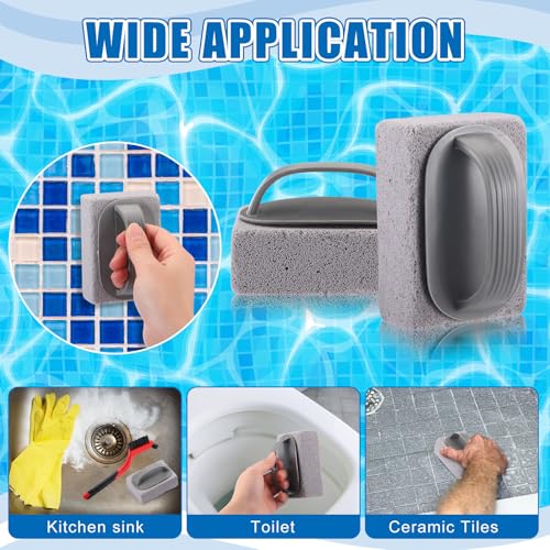 Sliner 6 Pcs Pool Cleaning Kit 5 Inch Stainless Steel Pool Brush Pumice Stone Metal Wire Bristles Srubber Calcium Remover for Swimming Build-up on Tiles, Rust Stains on Concrete Walls