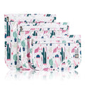 HIONXMGA TSA Approved Toiletry Bag, Set of 3 Clear Travel Toiletry Bag Quart Size Zipper Travel Pouch, Waterproof Makeup Cosmetic Bag for Women Men Kids Toiletries Carry on, Cacti B - color: Cacti B, Mixed Sizes