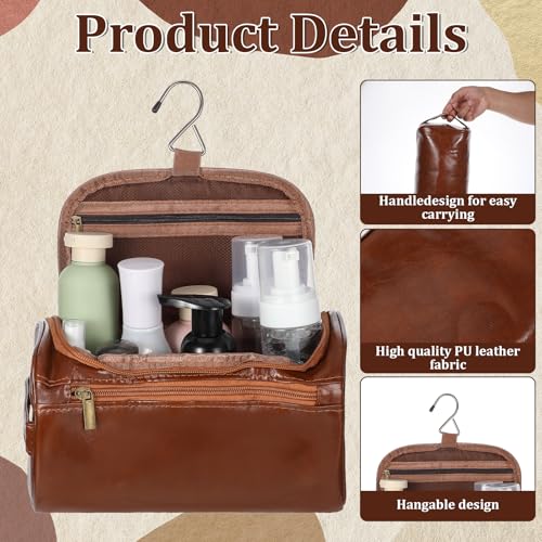 6 Pcs Toiletry Bag for Men Set of 6 Leather Toiletry-Bag for Men with Hook Premium Waterproof Kit Groomsmen Toiletry Bags PU leather cosmetic bags for Travel Essentials Gifts