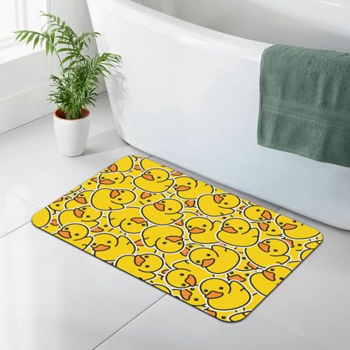 Cute Rubber Ducks Bath Mat Rugs 15.7x23.6 in, Yellow Cartoon Ducky Diatomaceous Earth Bathroom Rug Rubber Non-Slip Absorbent Bathroom Mat for Bathroom Kitchen Floor, Tub and Shower Sink - color: Ducks