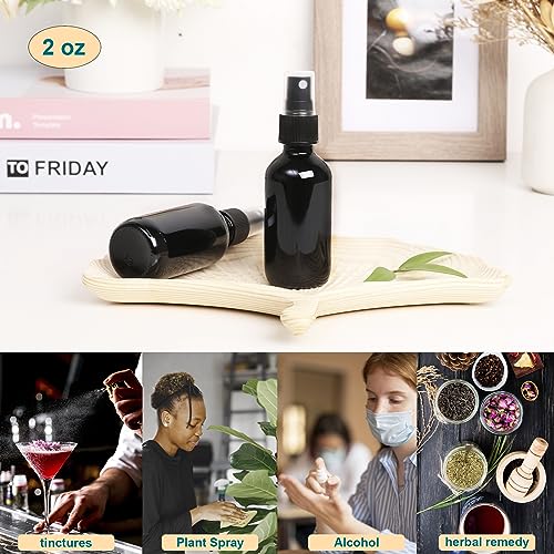 NOOEEISS Black Glass Small Spray Bottle 2 oz 48 Packs,Fine Mist Sprayer Small Clear Bottles,Refillable Containers mini spray bottles for Cleaning Solutions and Skin Care (Black 48pcs) - color: Black, size: 48Pack