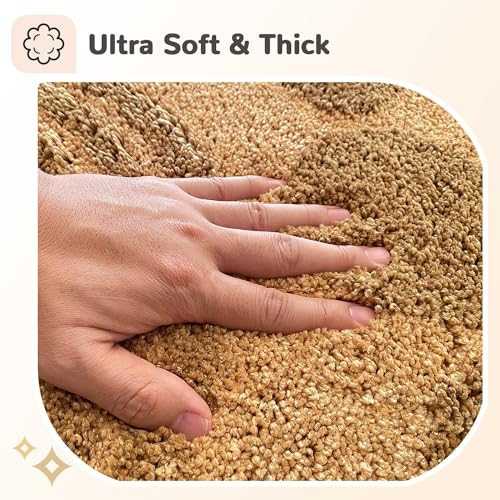 Boho Bathroom Rugs Cute Bohemian Bath Rug Non-Slip Microfiber Abstract Bath Mat for Bedroom Small Carpet Farmhouse Decor Soft Funny Tan Washable Rugs for Bathtub/Vanity/Toilet 16x24 inch - color: Tan, size: 1'4" x 2' (Rectangular)