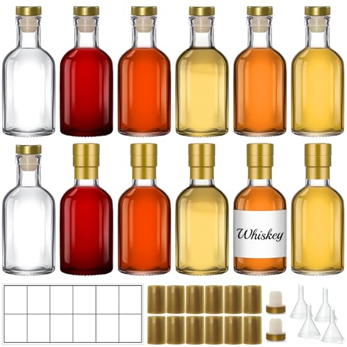 TBWIND 12 Pack 3oz/100ml Clear Glass Bottles with T-Top Cork Stoppers | Premium small refillable bottles. Perfect for homemade liquor, vanilla extract, oil, vinegar, or elegant gift favors. - color: 3oz/ 100ml, size: Clear