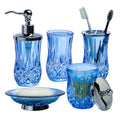 Bathroom Accessories Set,5 Pcs Blue Glass Bathroom Accessory Set,Complete Lotion Soap Dispenser,Toothbrush Holder,Soap Dish,Tumbler & Jar,Modern Bathroom Decor Sets Gift,Round - style: Round(Blue)