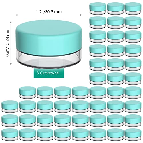 Houseables Sample Containers, Lip Balm Containers, Sample Jars, Mini Jars with Lids, Small, Empty, Makeup, Powder, Gloss, Cosmetic, Tiny, Chapstick, Dab, Wax, Scrub, Little, Blue Plastic, 3 Gram, 50PK - color: Blue, size: 50 Pack