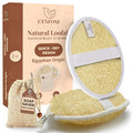 L'Exfose Organic Natural Loofah Body Scrubber for Shower – Dual Sided Egyptian Fiber Plastic Free Loofah – Quick Dry Natural Body Scrubber with Sisal Soap Saver Bag – Minimal Spa Gift for Men Women - color: Natural Cream