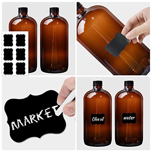 STARSIDE 2 Pack - 1 Liter 32 oz Amber Glass Boston Round Bottles with Air Tight Seal Phenolic Poly Cone Caps. Perfect Glass Containers for Secondary Fermentation,Storing Kombucha,Brewing and Juicing - size: L-32OZ-2pack