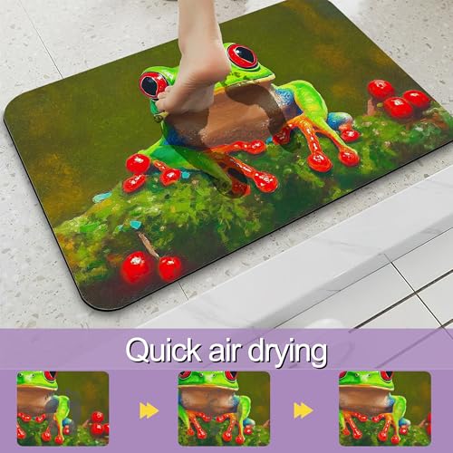 Tree Frog Bath Mat, Water Absorbent Quick Dry Thin Bathroom Floor Mat, Rug for Bathroom Kitchen 17"x30" - color: Tree Frog