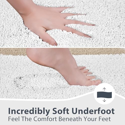anllugs Bathroom Rugs 20" x 30", Non-Slip Extra Soft Absorbent Bath Rugs, Machine Washable Quick Dry Bath Mats for Bathroom Floor, Shower, Bathtub and Sink, Beige & White - color: Beige & White, size: 20" X 30"