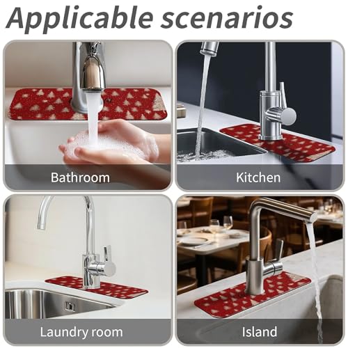 Faucet Fast Absorbent Pad - Christmas Tree And Snowflake , Suitable For Kitchen, Bathroom, Island And Other Scenes - color: Christmas Tree and Snowflake