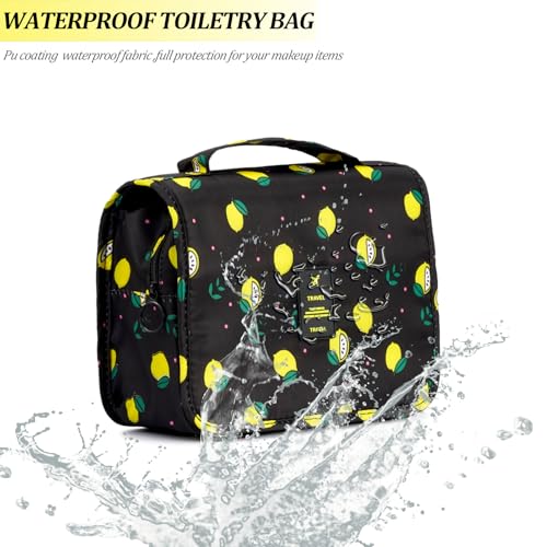 L&FY Multifunction Portable Travel Toiletry Bag Cosmetic Makeup Pouch Toiletry Case Wash Organizer (Black Lemon) - color: Black Lemon, size: Compact Size