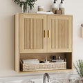 Fluted Bathroom Cabinet,Bathroom Wall Cabinet with Adjustable Shelves,Wooden Wall Storage Cabinet for Bathroom,Kitchen,Living Room,Bedroom