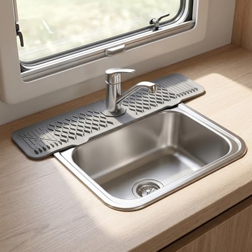 Longer Faucet Mat for Kitchen Sink Splash Guard, Kitchen Sink Mat, Kitchen Sink Splash Guard, Kitchen Sink Area Behind Faucet Mat 24*5.7inch Gray - color: Gray, size: 24" x 5.7"