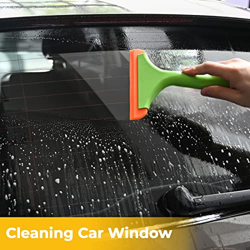 Gomake Small Silicone Squeegee Window Shower Squeegee,Auto Water Blade Squeegee for Shower Glass Door,Car Windshield, Window, Mirror, Bathroom,Countertop Cleaning - color: Green+orange