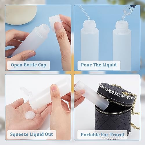 BENECREAT 8 Pack 50ml 1.7oz Clear Squeezable Plastic Sample Flip Cap Bottle Refillable Travel Containers for Makeup Cosmetic Toiletries Liquid - size: ['50 ml']