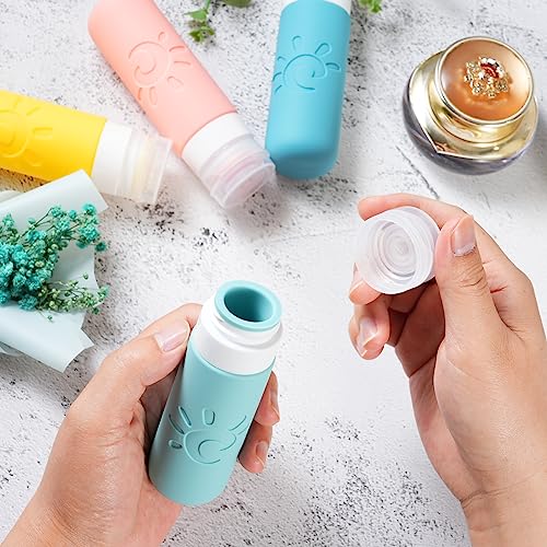 Zafit Travel Bottles for Toiletries, TSA Approved Travel Containers 3oz Leak Proof Travel Tubs Refillable Liquid Travel Accessories for Shampoo Conditioner Lotion Body Wash(Multicolored B) - color: Multicolored B