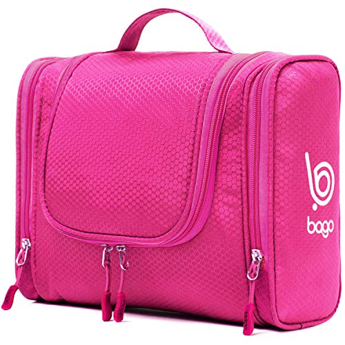 Bago Travel Toiletry Bag for Women and Men - Large Waterproof Hanging Large Toiletry Bag for Bathroom and Travelling Bag for Toiletries Organizer - Travel Makeup Bag (Pink) - color: Pink, size: Large