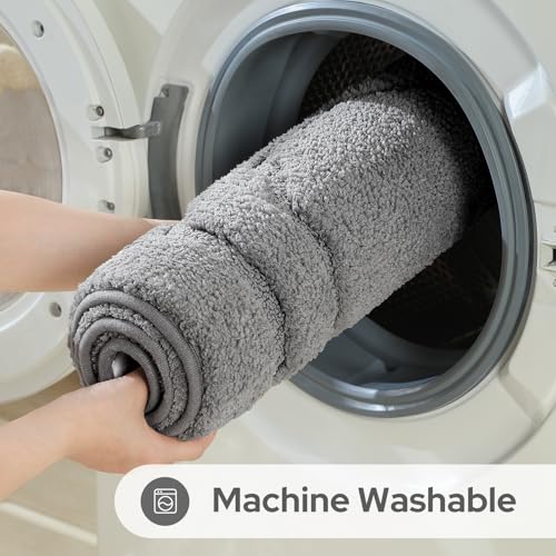 HOMEIDEAS Grey Bathroom Rugs Set, Extra Soft and Absorbent Microfiber Plush Bath Mat with Non Slip Backing for Bathroom - color: Grey