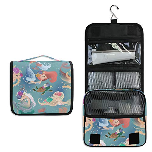 senya Hanging Travel Toiletry Bag Kit Makeup Case Cosmetics Organizer for Men Women - color: Mermaid Girls Princess