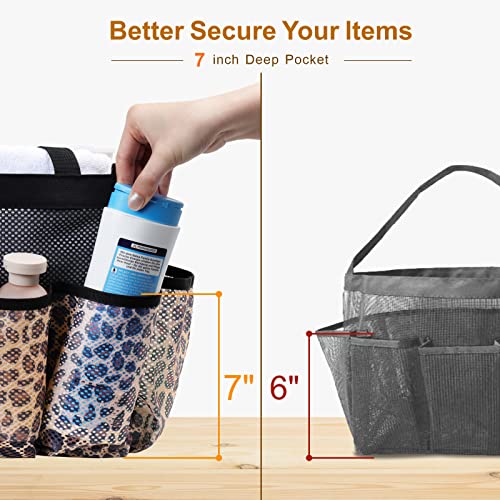 Mesh Shower Caddy Portable - 8 Pockets, S-Hook, Shower Bag for Dorm Camping | 2-Handle, Quick-Dry, Hanging Toiletry Organizer, College Dorm Room Essentials for Girls, Gym, Travel & Bathroom, Leopard - color: L, Leopard, size: L (Classic Dorm Caddy)