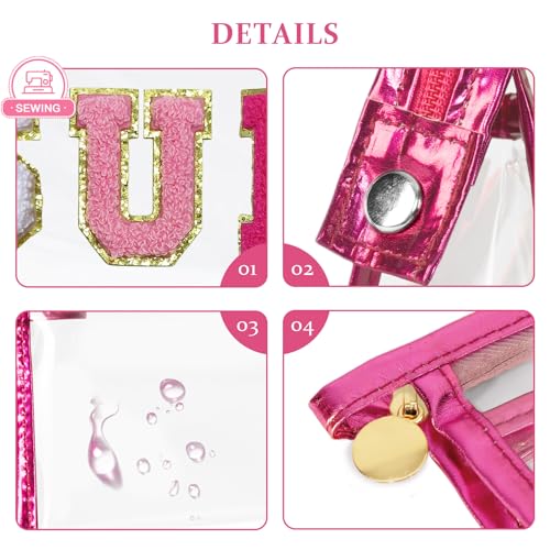 COSHAYSOO Sunscreen Bag Clear Makeup Toiletry Pouch Beach Vacation Essentials for Women Teen Girls Trip Gifts Summer Pool Travel Must Have Accessories Waterproof Stuff - color: Pink-SUN