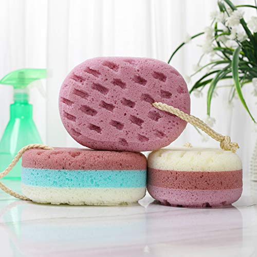 3 Pcs Bath Sponge for Women, Men, Adults, Kids. Sponge Loofah Body Scrubber Shower Sponge for Body Wash Bathroom, Body Sponge Bathing Accessories(Small Sizes) - color: Children/ Kids