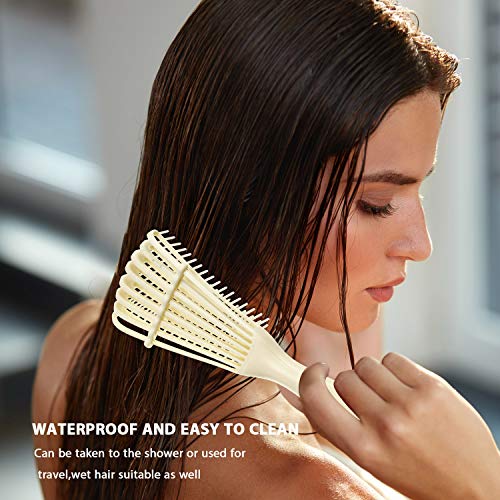 2 Pieces Detangling Brush for Afro America/African Hair Textured 3a to 4c Kinky Wavy/Curly/Coily/Wet/Dry/Oil/Thick/Long Hair, Knots Detangler Easy to Clean (Beige, Black) - color: Beige, Black
