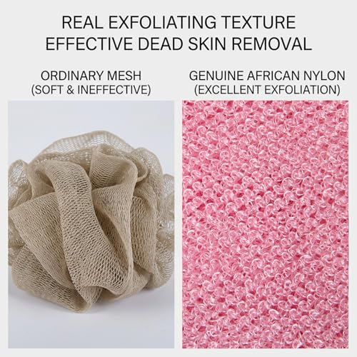 3 PCS African Exfoliating Net African Net Sponge,Exfoliating Body Scrubber Back Scrubber for Shower,Exfoliating Washcloth African Net Bath Sponge Exfoliating Net for Men Women Daily Shower Bathing - style: 3PCS Pink+White+Yellow
