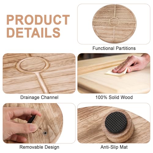 10'' Round Wooden Tray Pedestal Stand, Farmhouse Bathroom Decor Riser for Soap Dispenser, Perfume, Candle, 10'', Light Brown - color: 10''-light Brown