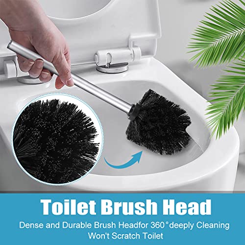 2PCS Toilet Bowl Brush Replacement Head, Toilet Brush Head Replacement with Durable Stiff Bristles, Cleaning Tool for Home Hotel Bathroom (Black) - color: Black