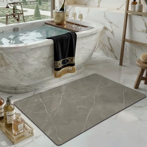 Color&Geometry Ultra Thin Bathroom Rugs Non Slip,Absorbent Quick Dry Bath Mats for Bathroom,Thin Bath Rugs Washable with Rubber Backing Fit Under Door Outside Shower,Taupe Marble,16"x24" - color: Taupe Marble, size: 16"x24"