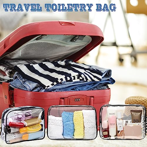 16 Pieces Clear Makeup Bags Bulk, TSA Approved Toiletry Bag for Travel, PVC Waterproof Travel Pouches Clear Pouch with Zipper for Men and Women Carry-on Travel Essentials Cosmetic Bags (Black-M) - color: Black-M