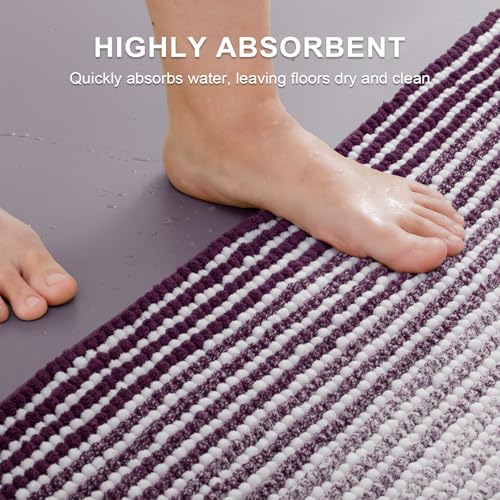 BSICPRO Bathroom Rugs and Mats Sets, 2 Piece Thick Absorbent Chenille Bath Mat Rug Set Non Slip, Soft Shaggy Bath Room Floor Mats for Bathroom, Machine Washable (Mauve Wine, 20" x 32" Plus 16" x 24") - color: Mauve Wine, size: 20" x 32" Plus 16" x 24"
