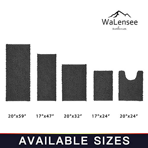 Walensee Bathroom Contour Rug Non Slip Toilet U Shaped Bath Mat (20x24, Dark Grey) Water Absorbent Super Soft Shaggy Chenille Machine Washable Dry Extra Thick Perfect Absorbant Best Plush Carpet - color: Dark Grey, size: 20"x24" Contour Rug