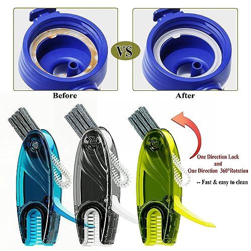 4 in 1 Cup Lid Cleaning Brush Set Multifunctional Bottle Brush Cleaner Tiny Bottle Cup Lid Brush Straw Cleaner Tools Mini Silicone Bottle Cup-Holder Cleaner with Hook Remover Blue & Grey - style: 1pc Blue 1pc Grey 4in1