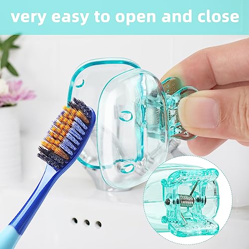 6 Pack Toothbrush Covers Portable Toothbrush Coverings Clips for Protectors Travel Plastic Brush Pod Protection Clip Case Tooth Brush Covers for Kids Bathroom Home Travel Supplies - color: Pink, Purple, Yellow, Teal, Clear, Gray