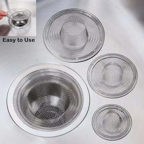 10Pcs Metal Mesh Kitchen Sink Strainer, 4.41" Stainless Steel Slop Basket Filter Trap Kitchen Sink Drain Strainer Screen Mesh Food Catcher for Most Kitchen Sink Bathroom Shower Floor Drain - size: 4.41'' ( 10 Pcs)