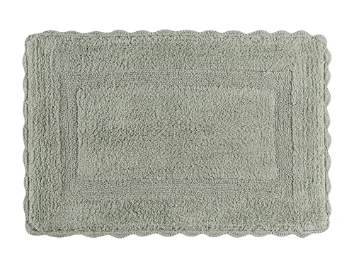 Savi Home Cotton Crochet Bathmat with Antiskid 17x24 Sage Green, 100% Pure Cotton, Super Soft Bath Rug, Plush & Absorbent,Full Reversible Step Out Rugs - color: Sage Green, size: 1'5" x 2' (Rectangular)