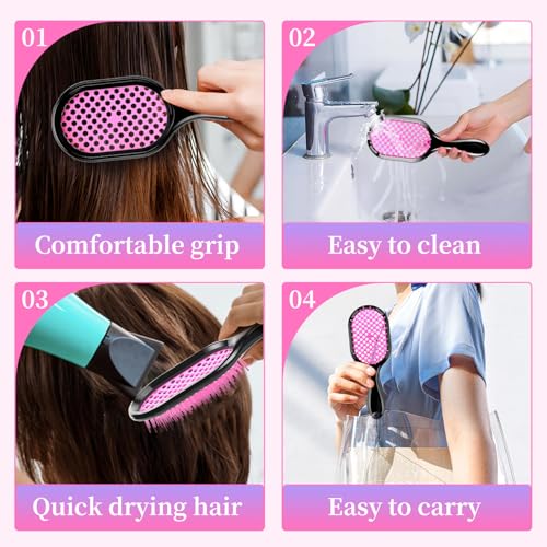 Detangling Brush,1 Pack Detangler Brush, Gentle & Effective Detangling on Wet or Dry Fragile Hair Types,Ultra-light, Detangling Brsuh ventilated and antistatic hairbrush (Black) - color: Black
