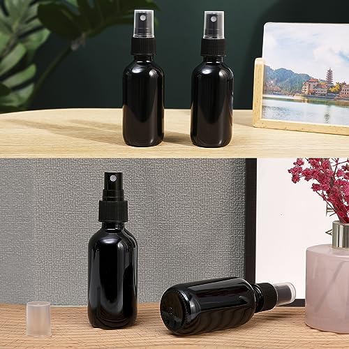 NOOEEISS Black Glass Small Spray Bottle 2 oz 48 Packs,Fine Mist Sprayer Small Clear Bottles,Refillable Containers mini spray bottles for Cleaning Solutions and Skin Care (Black 48pcs) - color: Black, size: 48Pack