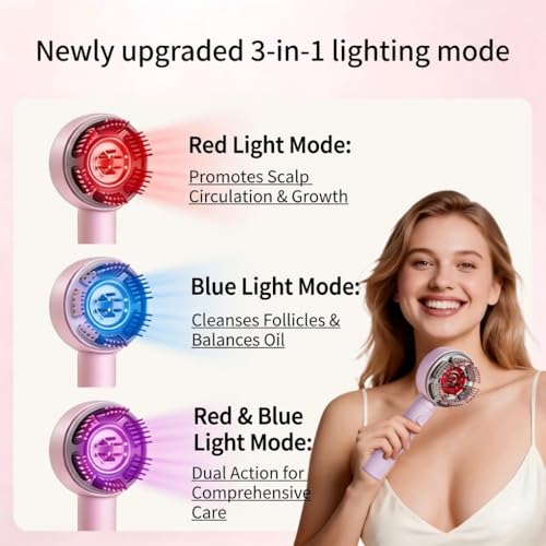 KRYO Trvtve 4-in-1 Electric Scalp Massager for Hair Growth with Detachable Design, 3D Bionic Finger & Red Light Blue Light and Red-Blue Light Modest Therapy, IPX7 Waterproof for Men Women