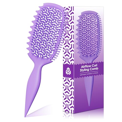 Curl Defining Brush for Thick Coily Hair, Firm-Bristle TPEE Detangling Brush for Coarse 4A–4C Curls, Dual-Sided Wide & Narrow Tooth Brush for Wet & Dry Curl Shaping– Women & Men (2054-Pale Lilac) - color: 2054-Pale Lilac