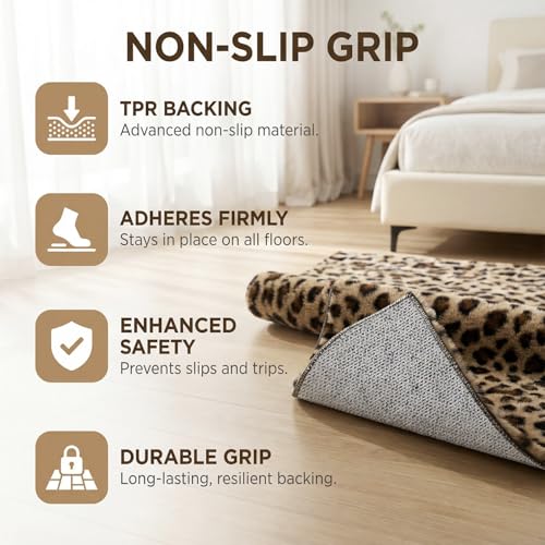 Bathroom Rugs Leopard Print Bath Mats Cheetah Fluffy Rug 20X47 Inch Non Slip Bath Rug Washable Bath Mat Shower Rug for Bathroom Floor Sink Shower Vanity - size: 1'8" x 3'11" (Rectangular)