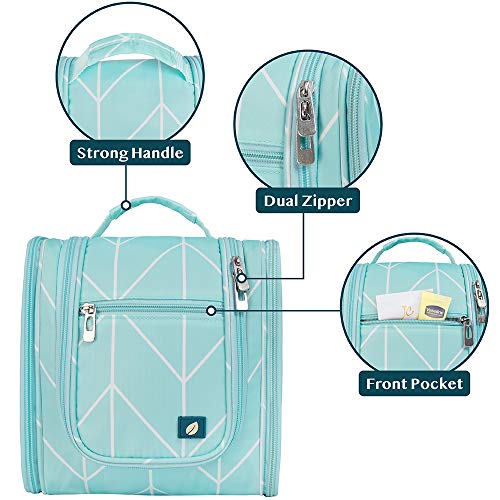 PAVILIA Toiletry Bag Travel Bag for Women Men, Hanging Cosmetic Organizer, Water Resistant Makeup Bag for Accessories Toiletries, Large Travel Essentials Kit (Teal Chevron) - color: Teal Chevron, size: Standard (9x4x9)